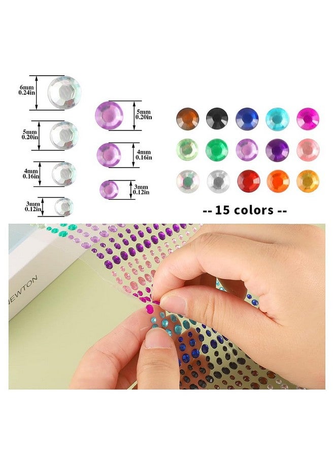 MAYCREATE® 1600pcs Face Gem Rhinestones Sticker Kits, 3/4/5/6 mm Self Adhesive Flatback Glitter Crystal Gems for Makeup, Assorted Color Face Jewels Diamonds for DIY Craft, Clothes Making, Nail Art - Image 3