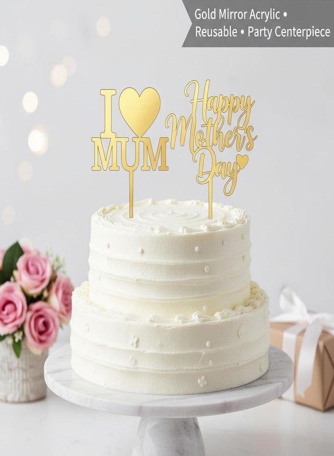 ٢٠ قطعة من زينة كعكة عيد الأم، أقراص كيك أكريليك ذهبية لامعة، زينة كب كيك عيد الأم، عبارات "أحبك يا أمي"، أعواد تزيين كيك عيد الأم، لوازم حفلات عيد الأم - Image 3