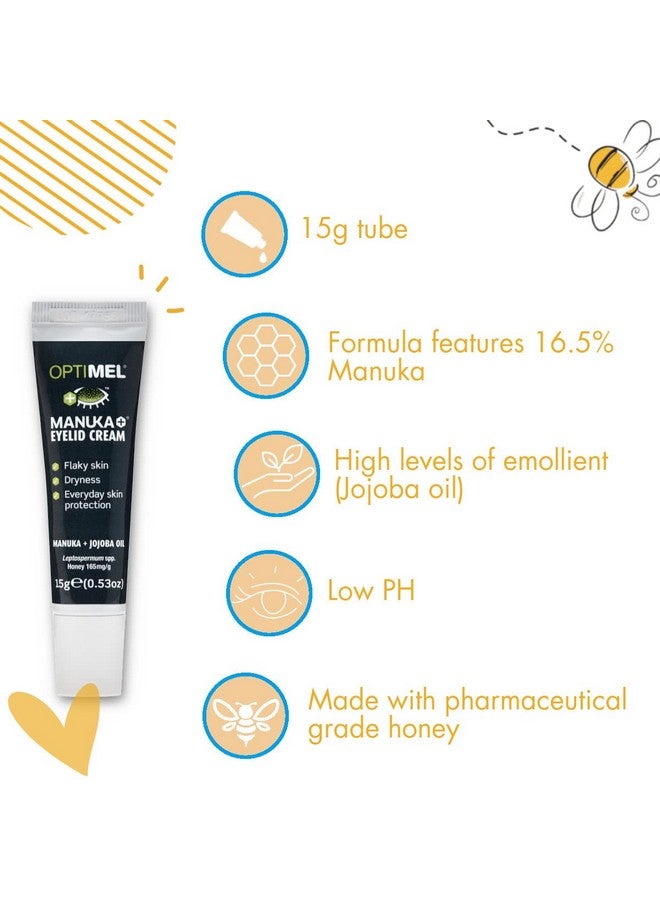 Optimel Optimel® Manuka+® Eyelid Cream, with Manuka Honey & Jojoba Oil, Restores Skin's Natural Structure, Soothes Flaky, Dry Skin - Ideal for Blepharitis, MGD, Seborrheic Dermatitis, Rosacea, & Eczema, 15g  - Image 2