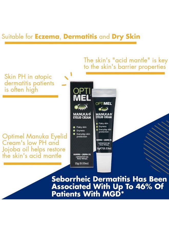 Optimel Optimel® Manuka+® Eyelid Cream, with Manuka Honey & Jojoba Oil, Restores Skin's Natural Structure, Soothes Flaky, Dry Skin - Ideal for Blepharitis, MGD, Seborrheic Dermatitis, Rosacea, & Eczema, 15g  - Image 3