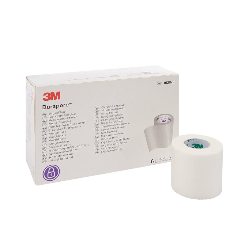 3M Durapore Surgical Tape 2" x 10 yds. 1538-2, 3 Boxes, 6 Rolls/Box