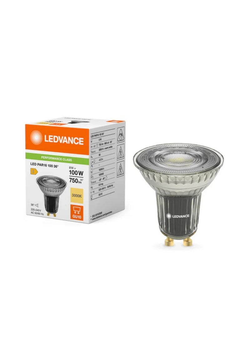 LEDVANCE Ledvance LED PAR16 8W 2700K Warm White GU10 Dimmable Spotlight 36° Glass Lamp 100W Halogen Replacement- Pack of 10 - Image 4