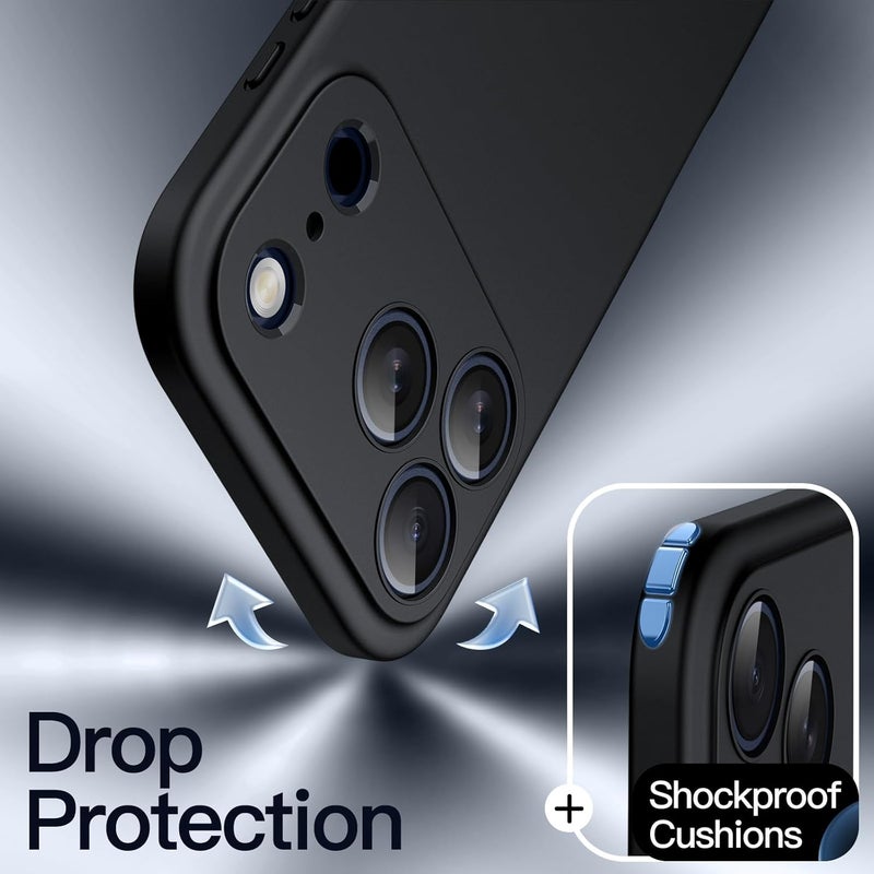 جي تيك جراب رفيع مناسب لهاتف iPhone 17 Pro Max مقاس 6.9 بوصة، حماية كاملة لعدسة الكاميرا، غطاء هاتف واقٍ رفيع من مادة TPU الناعمة بلمسة نهائية غير لامعة، مقاوم للصدمات باللون الأسود - Image 4