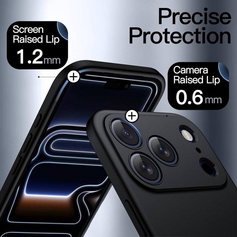 جي تيك جراب رفيع مناسب لهاتف iPhone 17 Pro Max مقاس 6.9 بوصة، حماية كاملة لعدسة الكاميرا، غطاء هاتف واقٍ رفيع من مادة TPU الناعمة بلمسة نهائية غير لامعة، مقاوم للصدمات باللون الأسود - Image 5