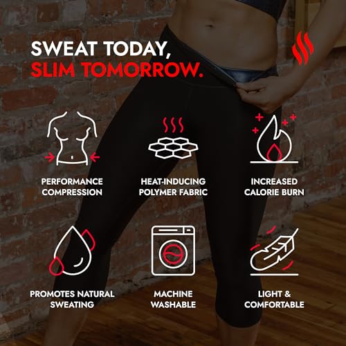 Sweat Shaper Women's Sauna Leggings Compression High Waist Yoga Pants Thermo Sweat Capris (Black, X-Large) - Image 4