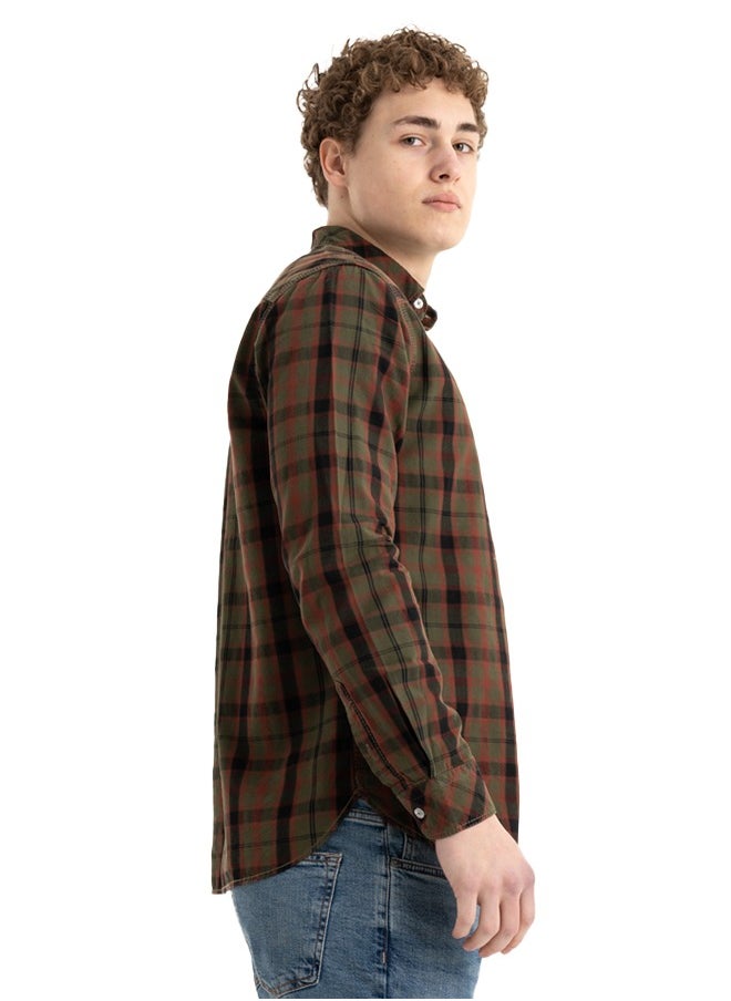clever - Shirt Men's, Stylish, Oxford Cotton , Olive , Multicolor - Image 1