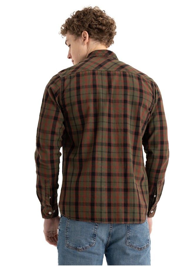 clever - Shirt Men's, Stylish, Oxford Cotton , Olive , Multicolor - Image 1