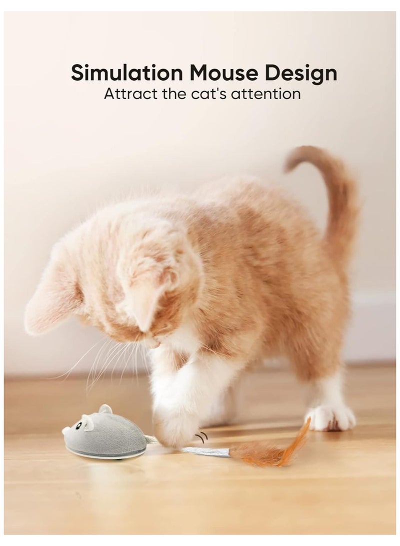 general Interactive Cat Toys, Indoor Cat Toys Cat Feather Toys Automatic Cat Toys Cat Mouse Toys with Feather Tail Kitten Toys with USB Charging - Image 2