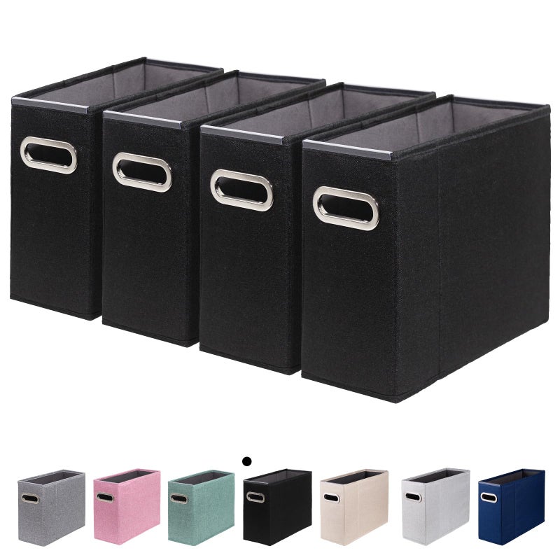 ComfortKeeper 4 Packs Letter Size File Organizer, File Folders Organizer, Fabric Storage Box, Collapsible Paper Organizer with Metal Handle, Smooth PVC Rails, Only Box (Black) - Image 1