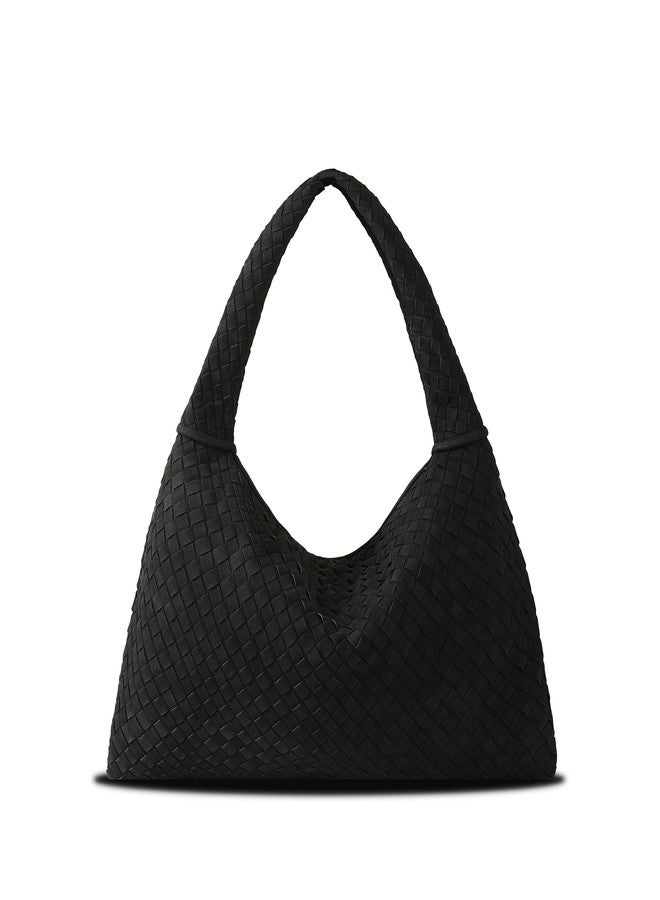YLYYHH Vegan Leather Woven Tote, Vintage Suede Hobo, Suede Woven Purse, Large Leather Shoulder Bag Braided Hobo, Burgundy-large - Image 1