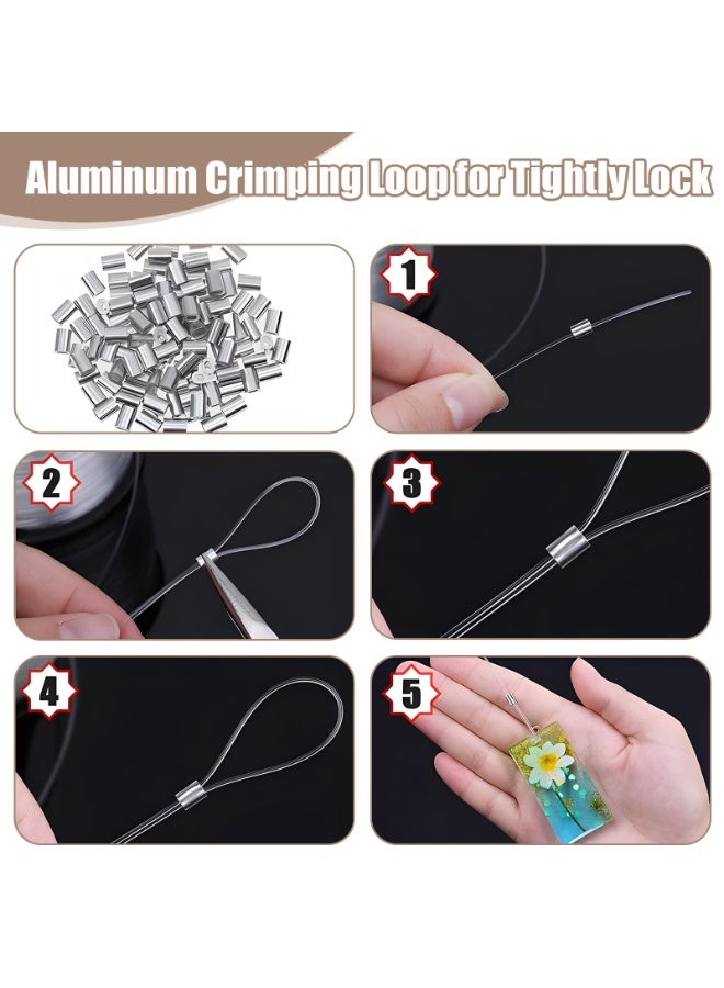 SANMUGEED Strong Clear Invisible Hanging Wire, 0.8mm 656Feet(200M) Nylon Monofilament Fishing Wire with 200 Aluminum Crimping Sleeves, Clear Fishing Line for Hanging Decorations - Image 2