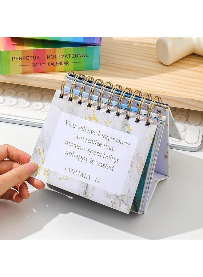 erorex Desk Calendar 366 Daily Self Care Quotes Mindfulness Perpetual Calendar Standing Daily Flip Small Desk Calendar Page A Day Positive Daily Affirmations For Desk Decorations Style3  - Image 5