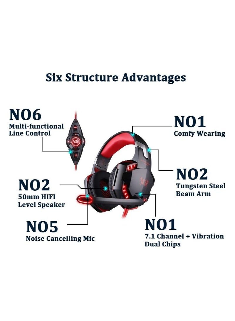 G2000 Gaming Headset Deep Bass Computer Game Headphones with microphone LED Light for computer PC Gamer