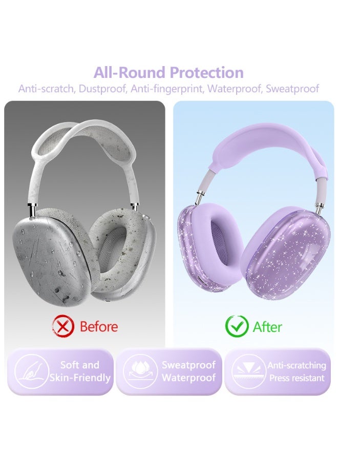 Anmi Earphone protective cover [three-in-one], suitable for Apple earphone cover AirPods Max 1/2 generation earphone shell silicone protective case, Bluetooth earphone head-mounted solid color silicone protective cover, purple - Image 4