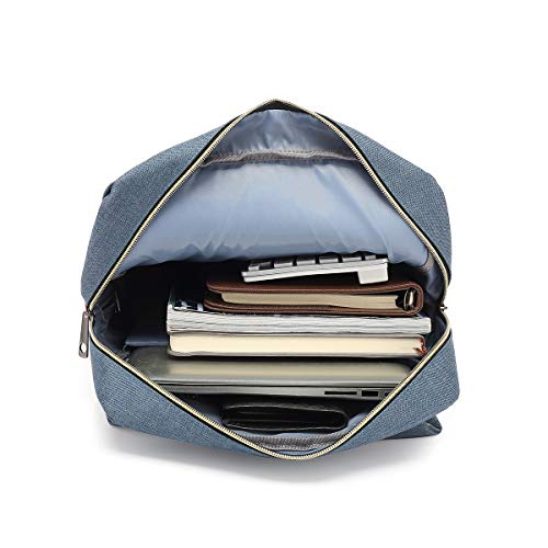 UGRACE Vintage Laptop Backpack with USB Charging Port, Elegant Water Resistant Travelling Backpack Casual Daypacks College Shoulder Bag for Men Women, Fits up to 15.6Inch Laptop in Blue - Image 4