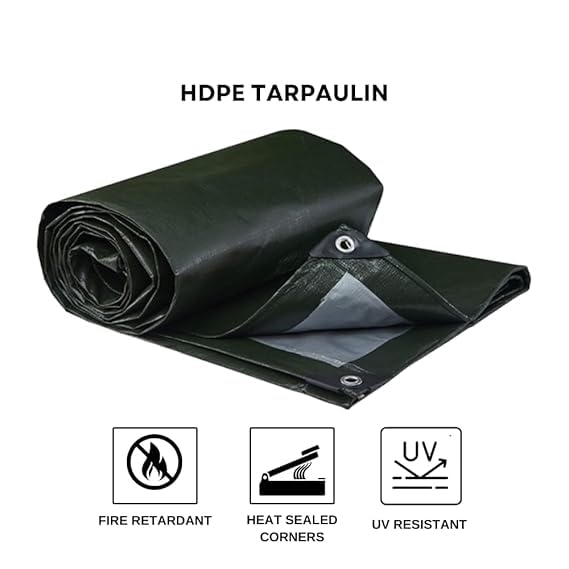 SR TRENDS Tarpaulin Sheet Waterproof Tirpal Heavy Duty Tadpatri with Aluminium Eyelets Each Coners (250 GSM) - Multipurpose Cover Tharpai (Black, 15 x 12 FT) - Image 2