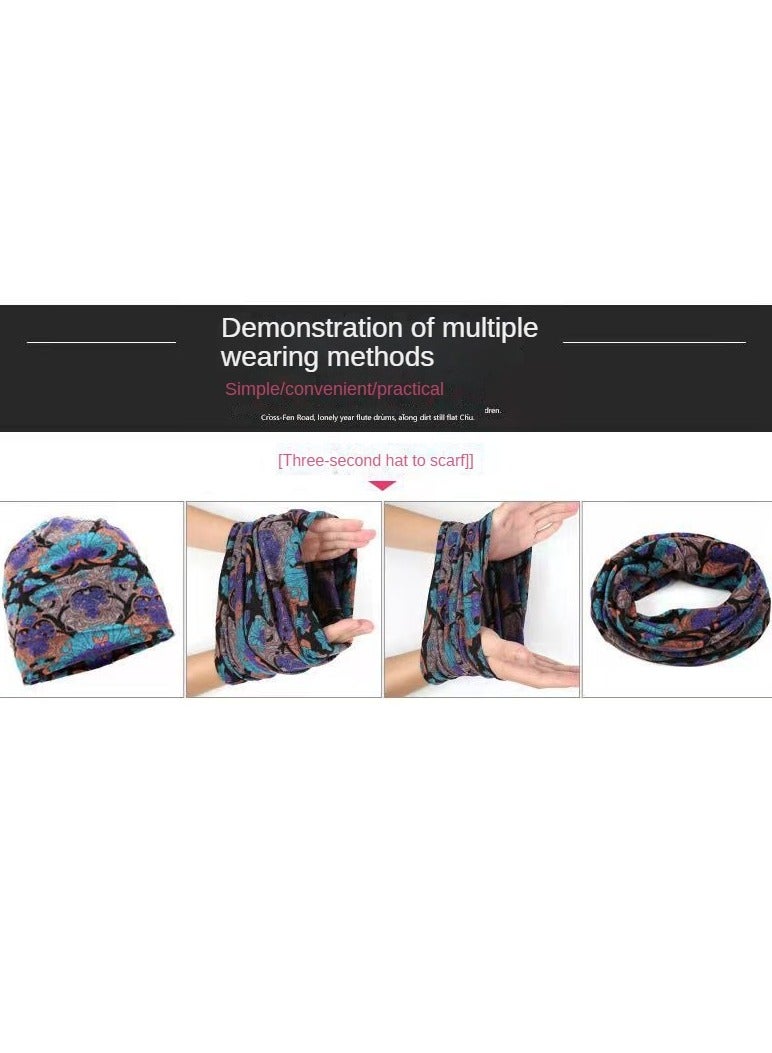 AROAQ Women Casual Beanies Hat, Autumn And Winter Comfortable Twist Hat Bib For Women, Soft Stretchy Women Knit Cap, Warm Neck Sheath Head Hat For Women Girls Teens,(Black Maple Leaf)  - Image 4