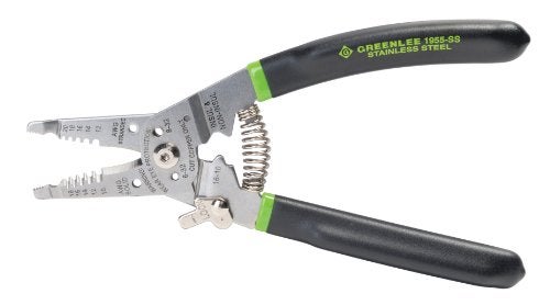 Greenlee 1955SS Stainless Steel Wire Stripper for 1018 AWG Solid and 1220 AWG Stranded HeavyDuty Stripper Cutter and Crimper Tool - Image 1