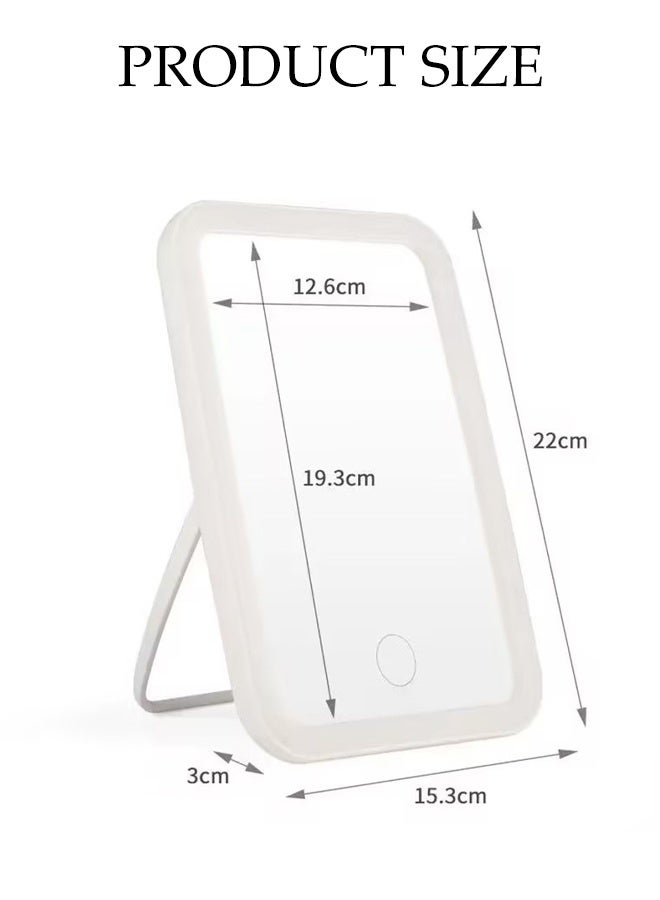 DUNISO مرآة مكياج LED قابلة للشحن عبر USB مع إضاءة قابلة للتعديل بـ 3 ألوان وميزة اللمس الذكي مرآة تجميل محمولة مضيئة لطاولة الزينة الحمام المكتب السفر - Image 4