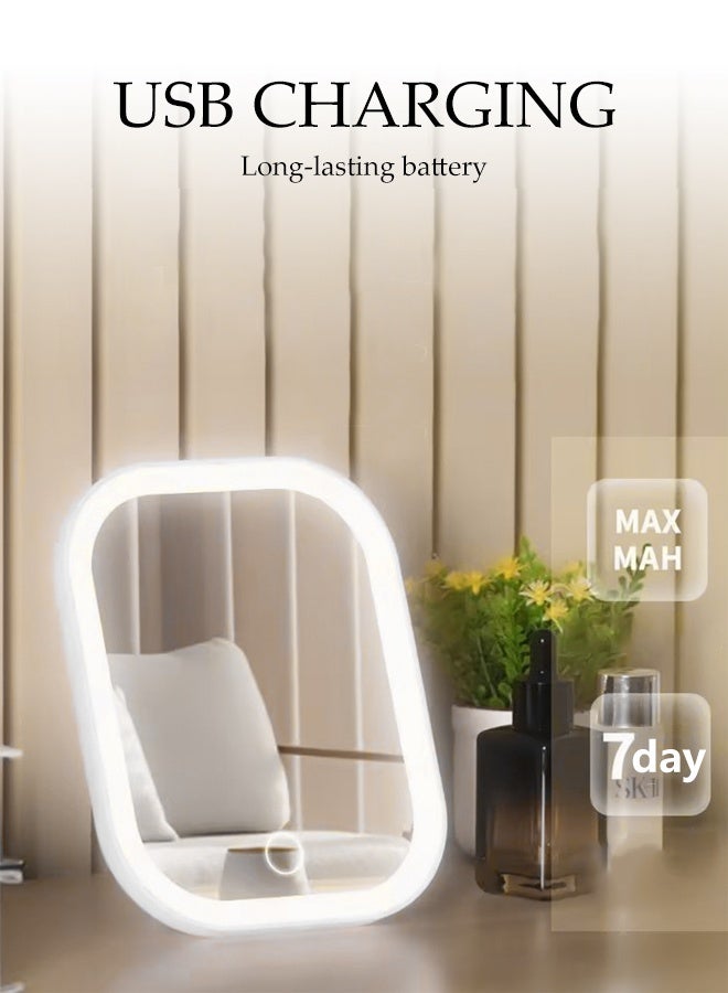 DUNISO مرآة مكياج LED قابلة للشحن عبر USB مع إضاءة قابلة للتعديل بـ 3 ألوان وميزة اللمس الذكي مرآة تجميل محمولة مضيئة لطاولة الزينة الحمام المكتب السفر - Image 5