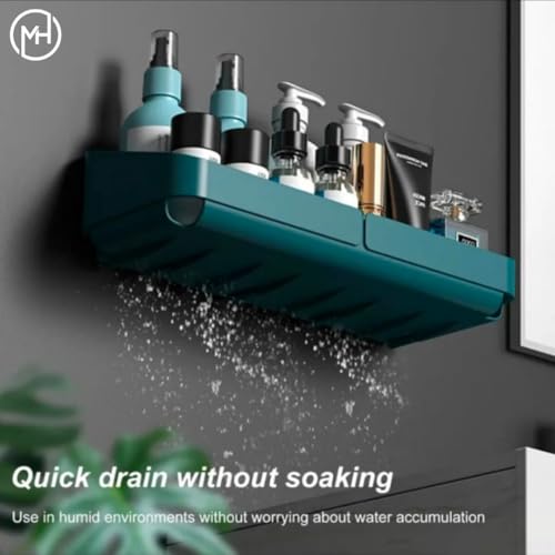 MorivaHomes Self-Adhesive Bathroom Storage Wall Mounted Organiser Holder Shelf Rack/Accessories (White, Pack of 2) - Image 4