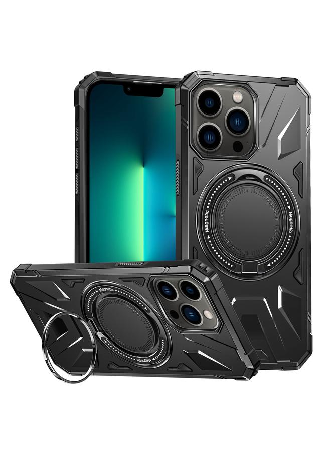 زبون جراب هاتف مغناطيسي مقاوم للصدمات من ماج سيف مع حامل حلقي لهاتف آيفون 13 برو ماكس - Image 1