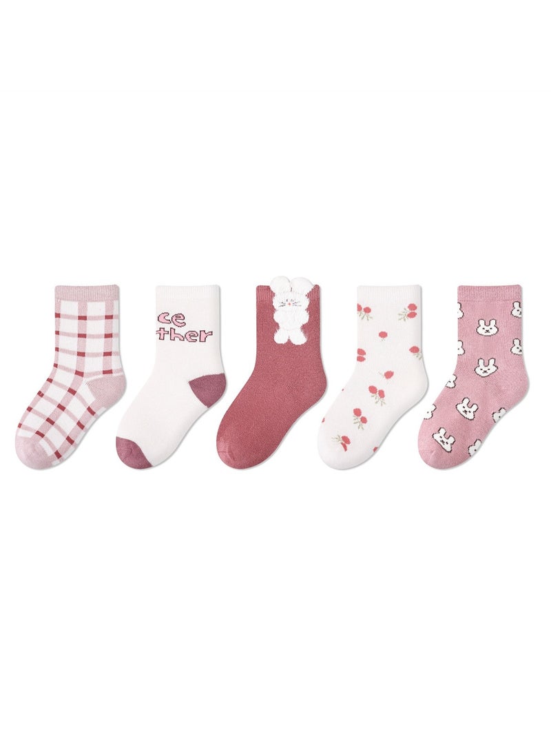 5 pairs of children's socks thin cute cartoon baby socks cotton - Image 1