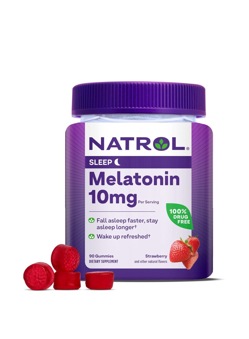 Natrolabs Natrol Sleep Melatonin 10mg Fall Asleep Faster, Stay Asleep Longer Strawberry 90 Gummies - Image 1