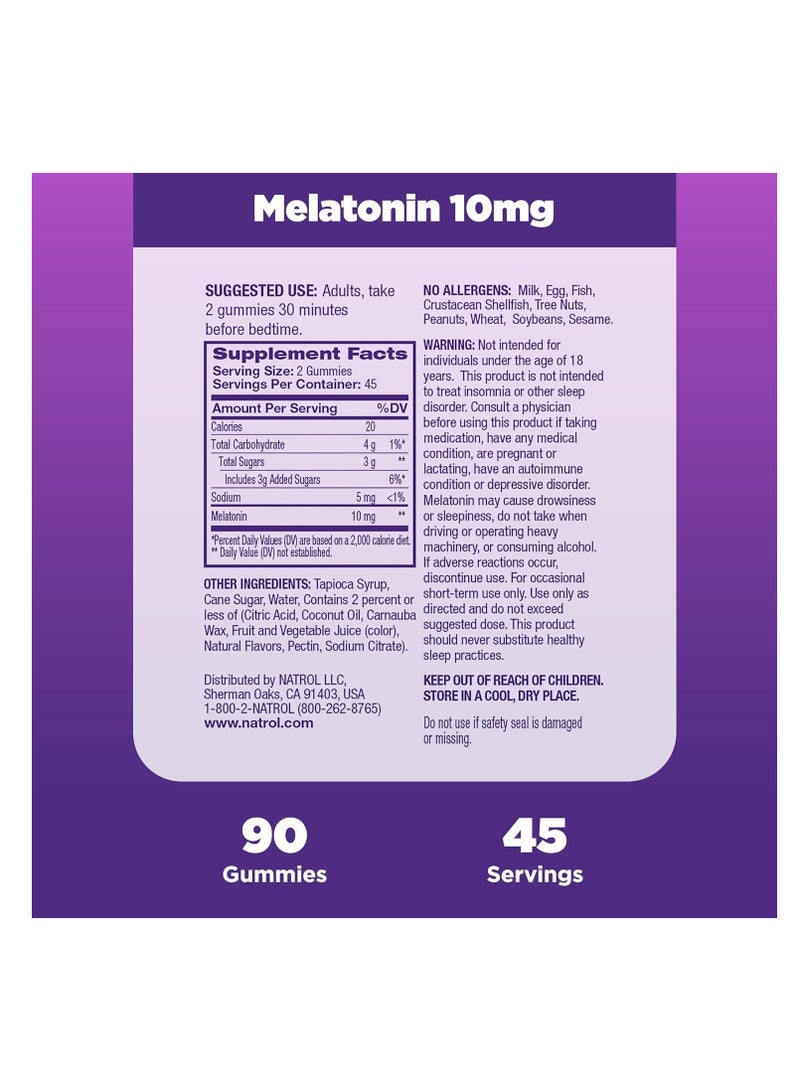 Natrolabs Natrol Sleep Melatonin 10mg Fall Asleep Faster, Stay Asleep Longer Strawberry 90 Gummies - Image 4