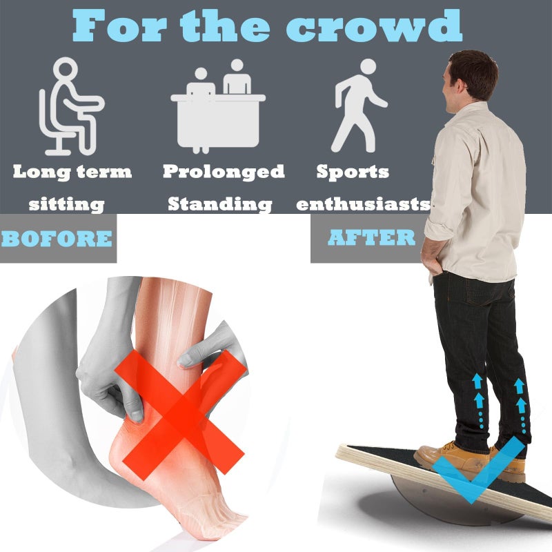 VANKUTL Balance Board Wooden Wobble Board for Adults Anti-Slip Board for Physical Therapy & Core Strength, Ideal Balance Board for Standing Desk with Ankle Support - Image 5