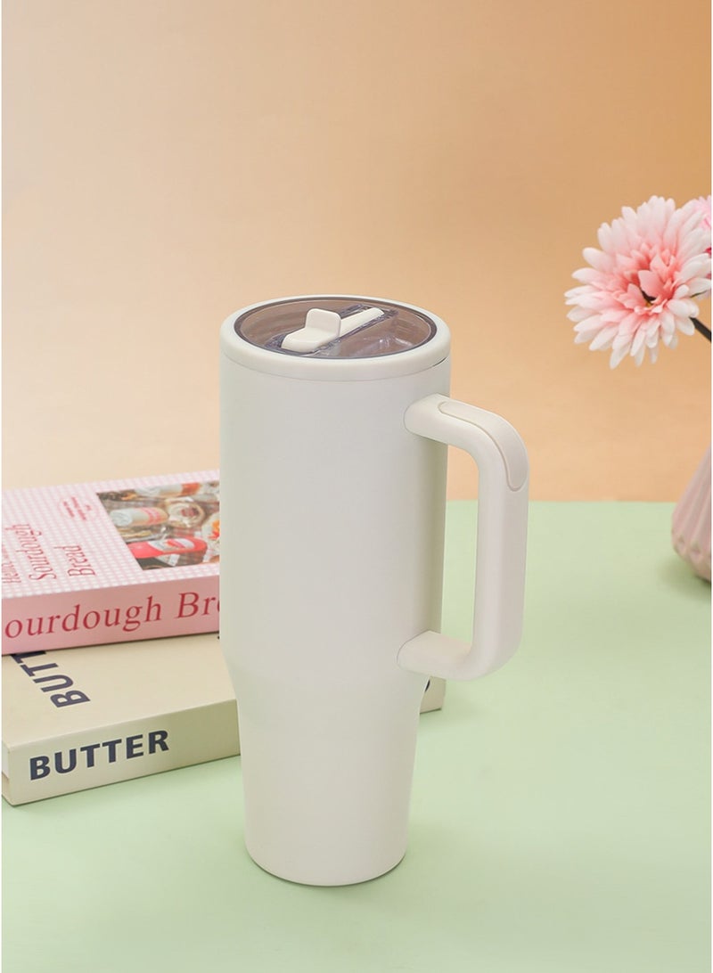 ZEPONOVA Tumbler Stainless Steel Vacuum Insulated Water Bottle - 40OZ (1200ml), 12H Cold & 6H Hot Retention for Water, Iced Tea, Coffee, Smoothie and More, Car Cup Holder Compatible, White - Image 2