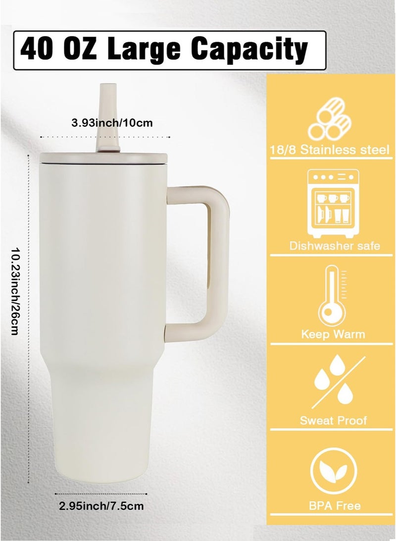 ZEPONOVA Tumbler Stainless Steel Vacuum Insulated Water Bottle - 40OZ (1200ml), 12H Cold & 6H Hot Retention for Water, Iced Tea, Coffee, Smoothie and More, Car Cup Holder Compatible, White - Image 4