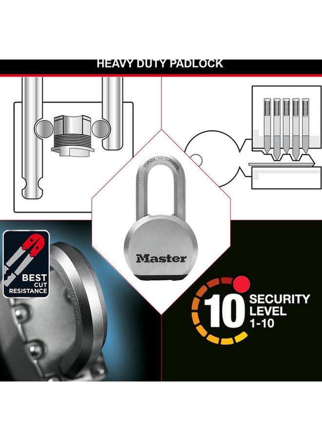 Master Lock Excell Solid Steel Body Padlock Silver and Black 64mm  - Image 3