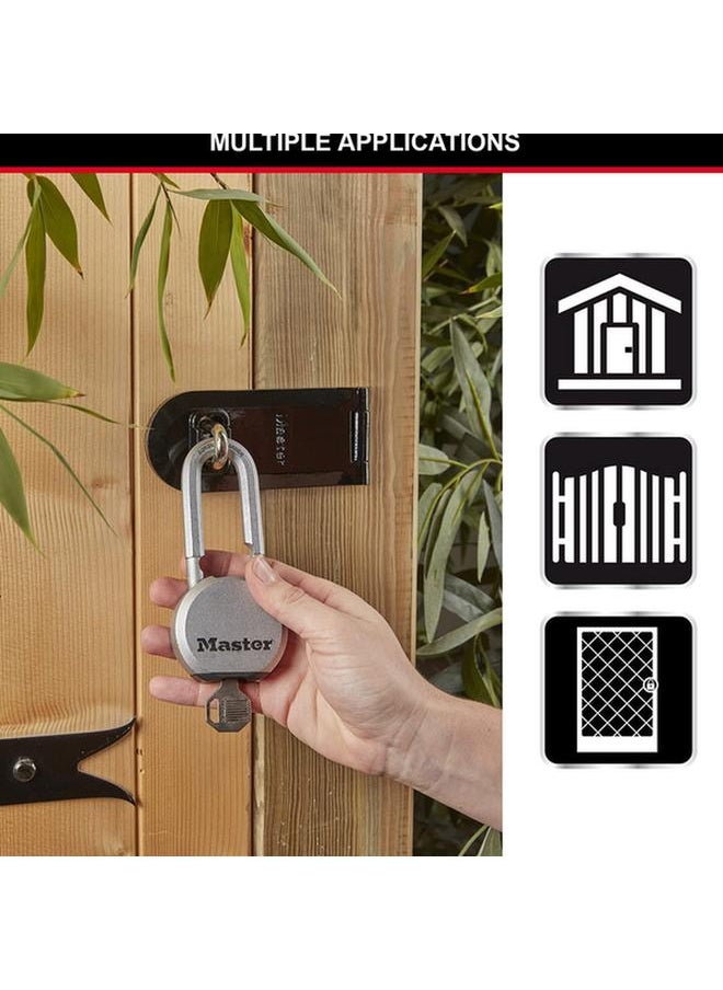 Master Lock Excell Solid Steel Body Padlock Silver and Black 64mm  - Image 2