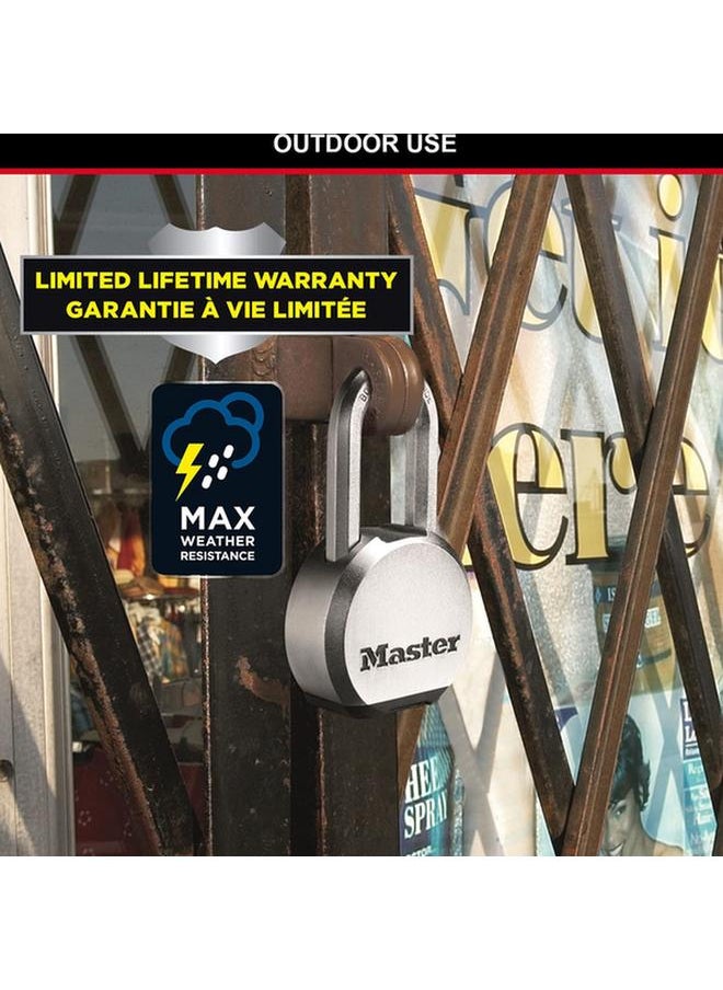 Master Lock Excell Solid Steel Body Padlock Silver and Black 64mm  - Image 4