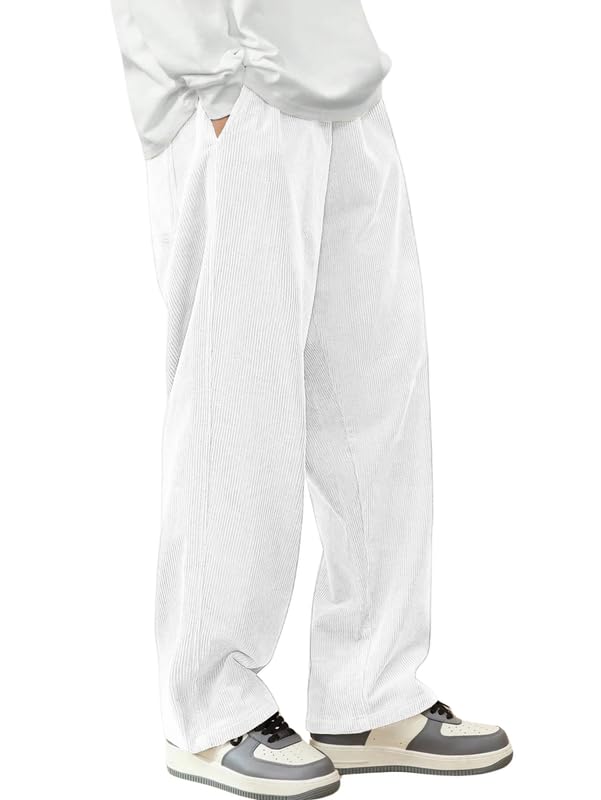 SMOWKLY Men's Premium Cotton Blend Relaxed Fit Stretchable & Comfortable Sweatpant Trouser | Flexible Elastic Waist with Drawstring Lower for man |Pant for Causal & Formal Wear |Gym Joggers White - Image 1