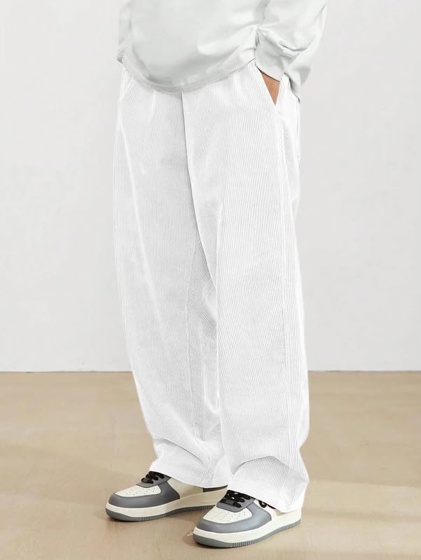 SMOWKLY Men's Premium Cotton Blend Relaxed Fit Stretchable & Comfortable Sweatpant Trouser | Flexible Elastic Waist with Drawstring Lower for man |Pant for Causal & Formal Wear |Gym Joggers White - Image 3
