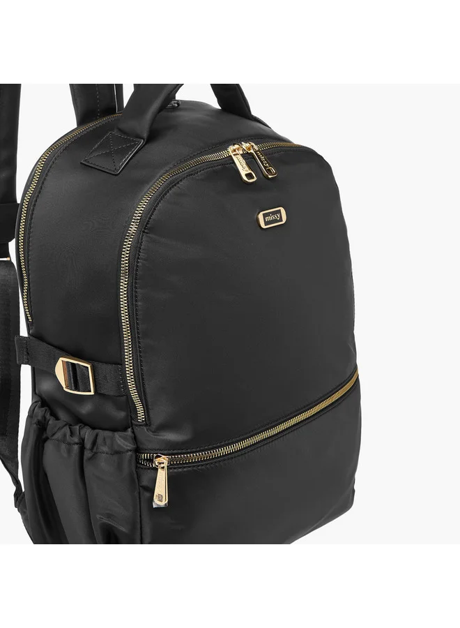 MISSY Women Solid Backpack with Adjustable Shoulder Straps and Zip Closure - 34x15x40 cm
