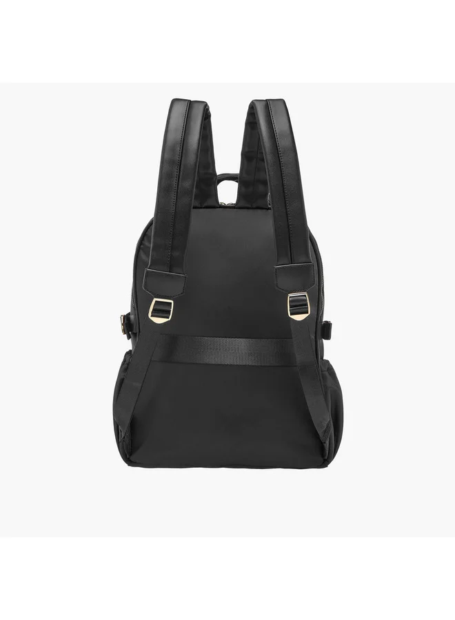 MISSY Women Solid Backpack with Adjustable Shoulder Straps and Zip Closure - 34x15x40 cm