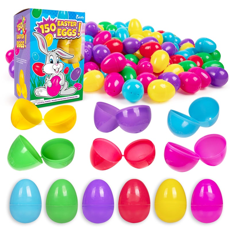 Giraffe Manufacturing Giraffe 150 Pack Fillable Easter Eggs Bulk Multi Color Empty Plastic Eggs for Kids Easter Basket Stuffers for Kids Egg Hunt Prizes Party Favors Classroom Prizes Treasure Box Toys - Image 2