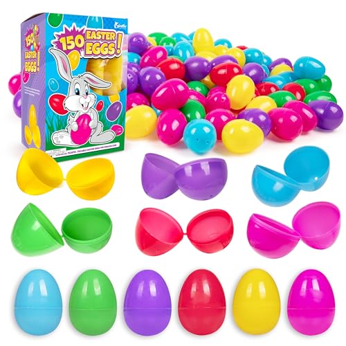 Giraffe Manufacturing Giraffe 150 Pack Fillable Easter Eggs Bulk Multi Color Empty Plastic Eggs for Kids Easter Basket Stuffers for Kids Egg Hunt Prizes Party Favors Classroom Prizes Treasure Box Toys - Image 1