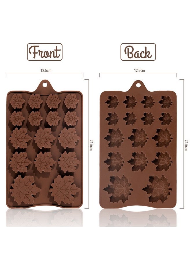 Whaline Whaline 4 Pack Fall Silicone Maple Leaves Mold 3 Size Autumn Fondant Resin Mould Brown Leaf Shape Coffee Candy Baking Molds for DIY Craft Fall Harvest Thanksgiving Halloween Cupcake Cake Topper Decor  - Image 2