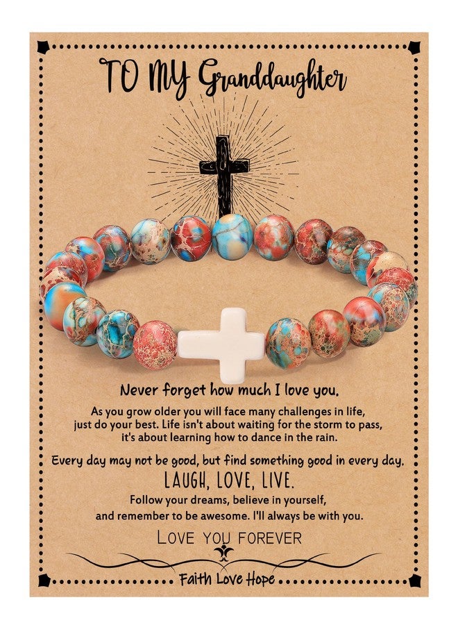 Btysun Easter Basket Stuffers for Teens, Granddaughter Gifts from Grandma Beaded Bracelets for Women Baptism Gift Imperial Link Granddaughter Gifts Christian Religous Spiritual Jewelry - Image 1