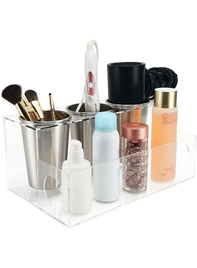 TPGP Hair Tool Organizer, Acrylic Hair Dryer Holder Blow Dryer Holder Bathroom Organizer Countertop for Curling Iron, Flat Iron, Blower, Hair Styling Tools and Accessories Organizer (Clear)  - Image 1