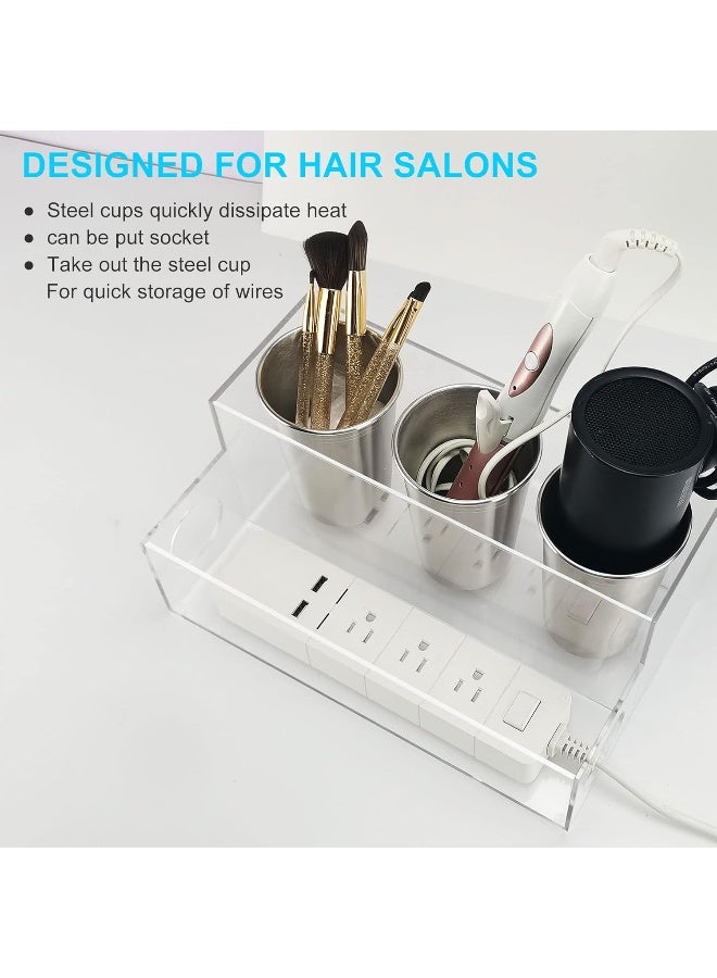TPGP Hair Tool Organizer, Acrylic Hair Dryer Holder Blow Dryer Holder Bathroom Organizer Countertop for Curling Iron, Flat Iron, Blower, Hair Styling Tools and Accessories Organizer (Clear)  - Image 5