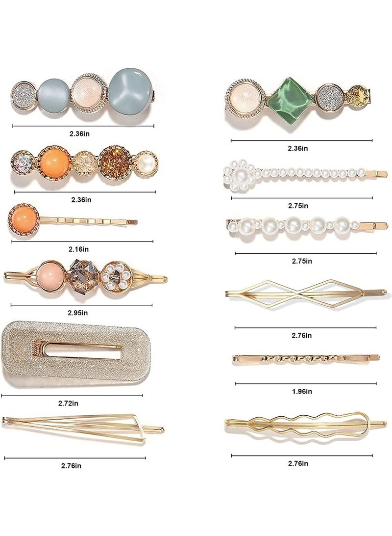 Soofam 20 PCS Macaron Pearls and Acrylic Resin Hair Clips, Handmade Cute Hair Barrettes Bobby Pins, Glitter Crystal Geometric Hairpin, Elegant Gold Hair Accessories, Gifts for Women Girls… - Image 3
