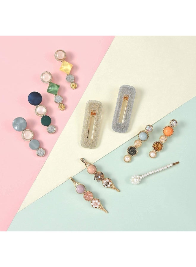 Soofam 20 PCS Macaron Pearls and Acrylic Resin Hair Clips, Handmade Cute Hair Barrettes Bobby Pins, Glitter Crystal Geometric Hairpin, Elegant Gold Hair Accessories, Gifts for Women Girls… - Image 5