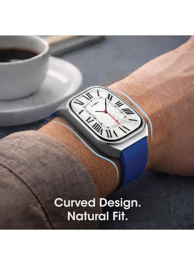 Xcell G‑Curve Smartwatch | 2.01" Curved Display | Bluetooth Calling | IP68 | Heart Rate, SpO2 & Wellness BP Tracking | 100+ Workout Modes | Magnetic Charging | iOS/Android- Silver Frame & Blue Strap - Image 5