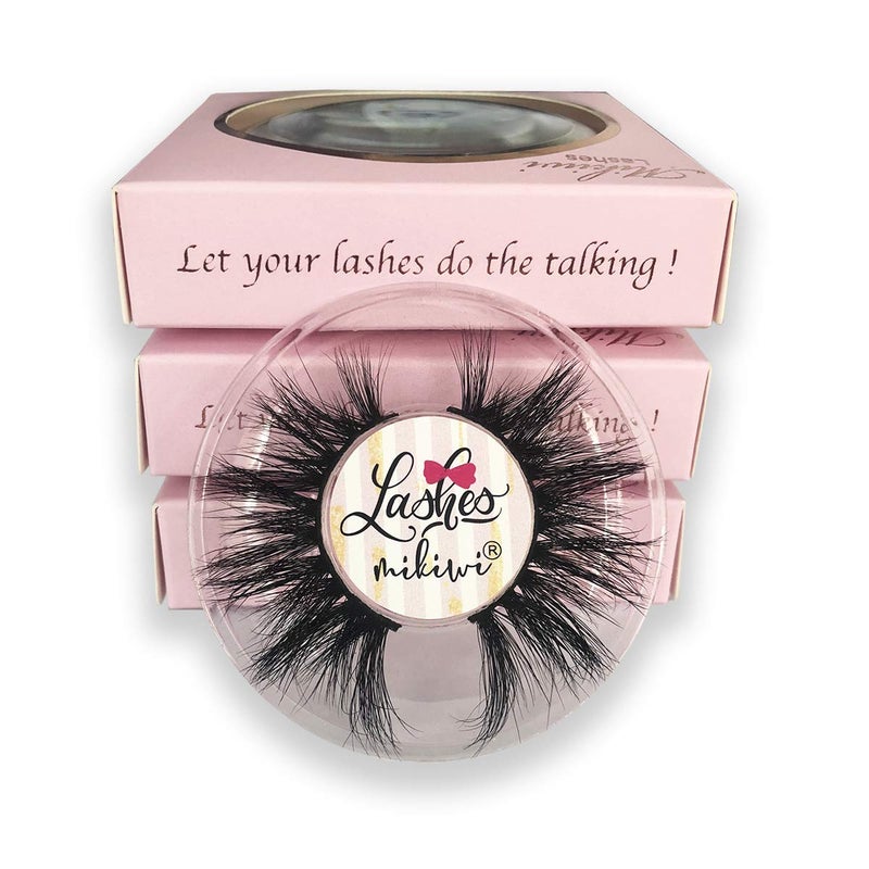 Mink lashes Mikiwi 3 Pairs Eyelashes D3843 Real Mink Eyelashes Fluffy Mink Lashes Thick HandMade Full Strip Lashes Cruelty Free Luxury Makeup Dramatic Lashes 20mm 3D Mink Lashes