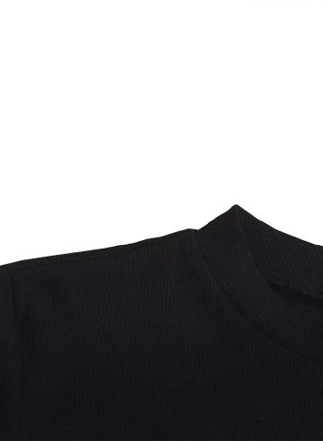 Nileton Ribbed Knit Mock Neck Crop Top - Cap Sleeve - T-shirt For Women - 2 Pcs - Image 3